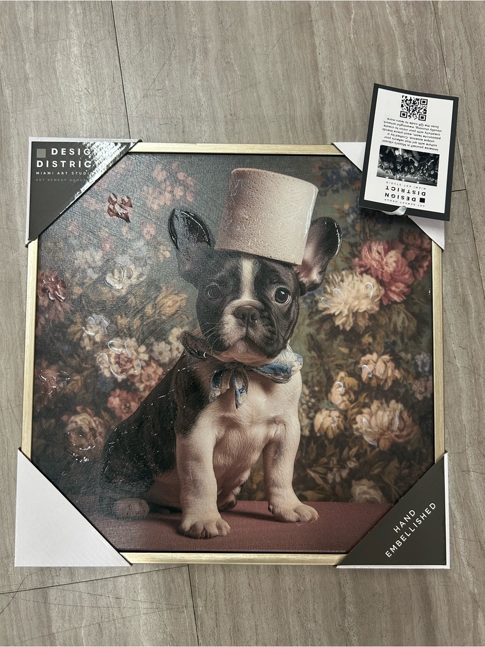 NWT District Floral Puppy Canvas Wall Art